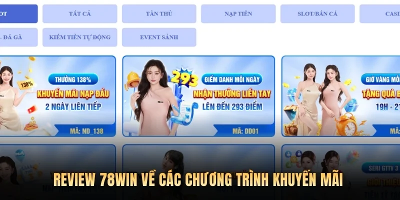 Review 78win về các chương trình khuyến mãi 